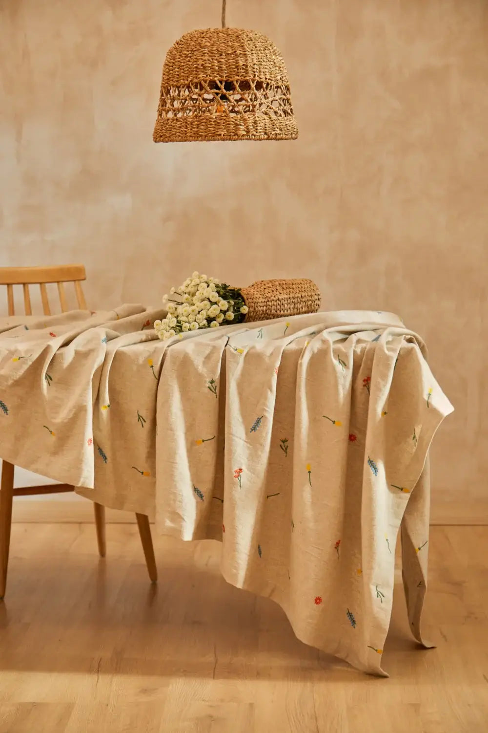 Nappe écru motifs Printaniers