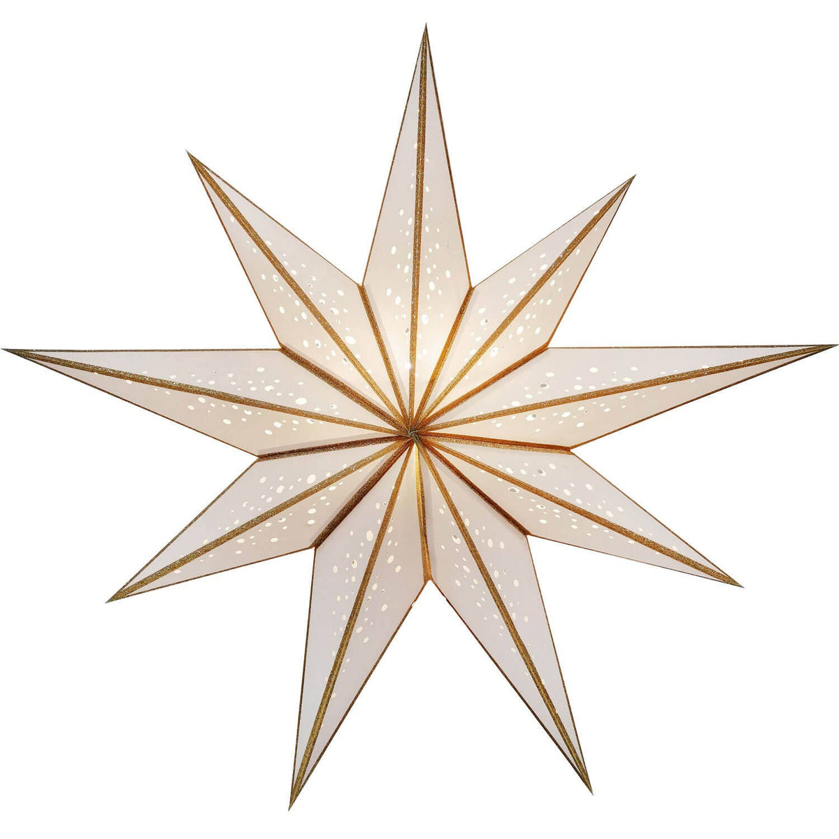 Étoile lumineuse blanche avec paillettes dorées Ø 60 cm
