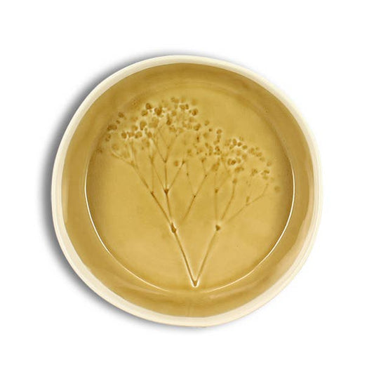 Assiette coupe 15cm jaune en grès FLÉ