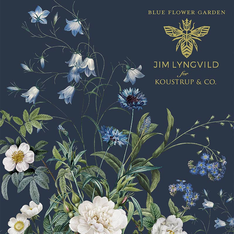 Cartes carrées motif jardin de fleurs bleues