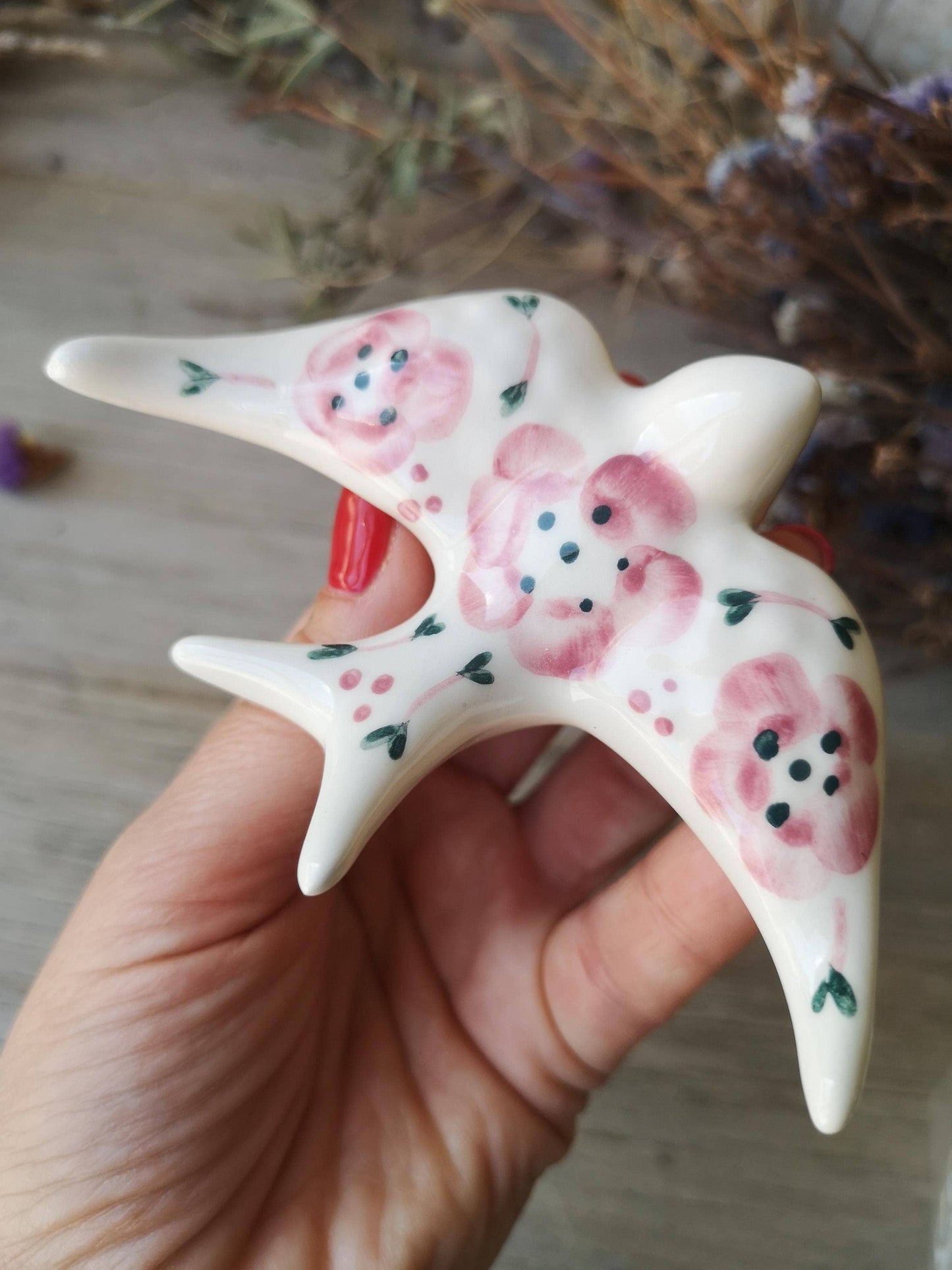 Lot de 3 hirondelles colorées en céramique portugaise