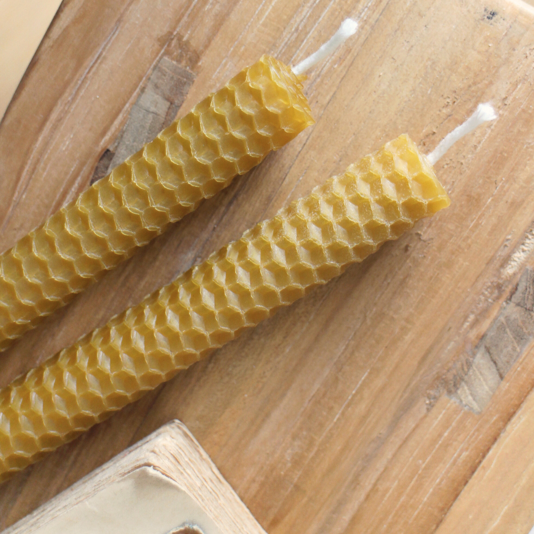 Bougies Claudie en cire d’abeille française – lot de 2