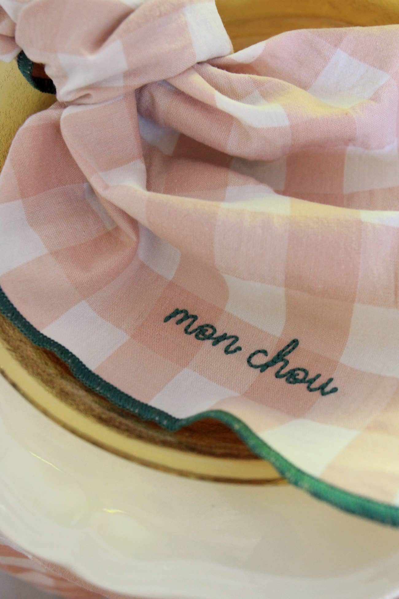 Serviettes de table brodées  à carreaux vichy - 37 modèles