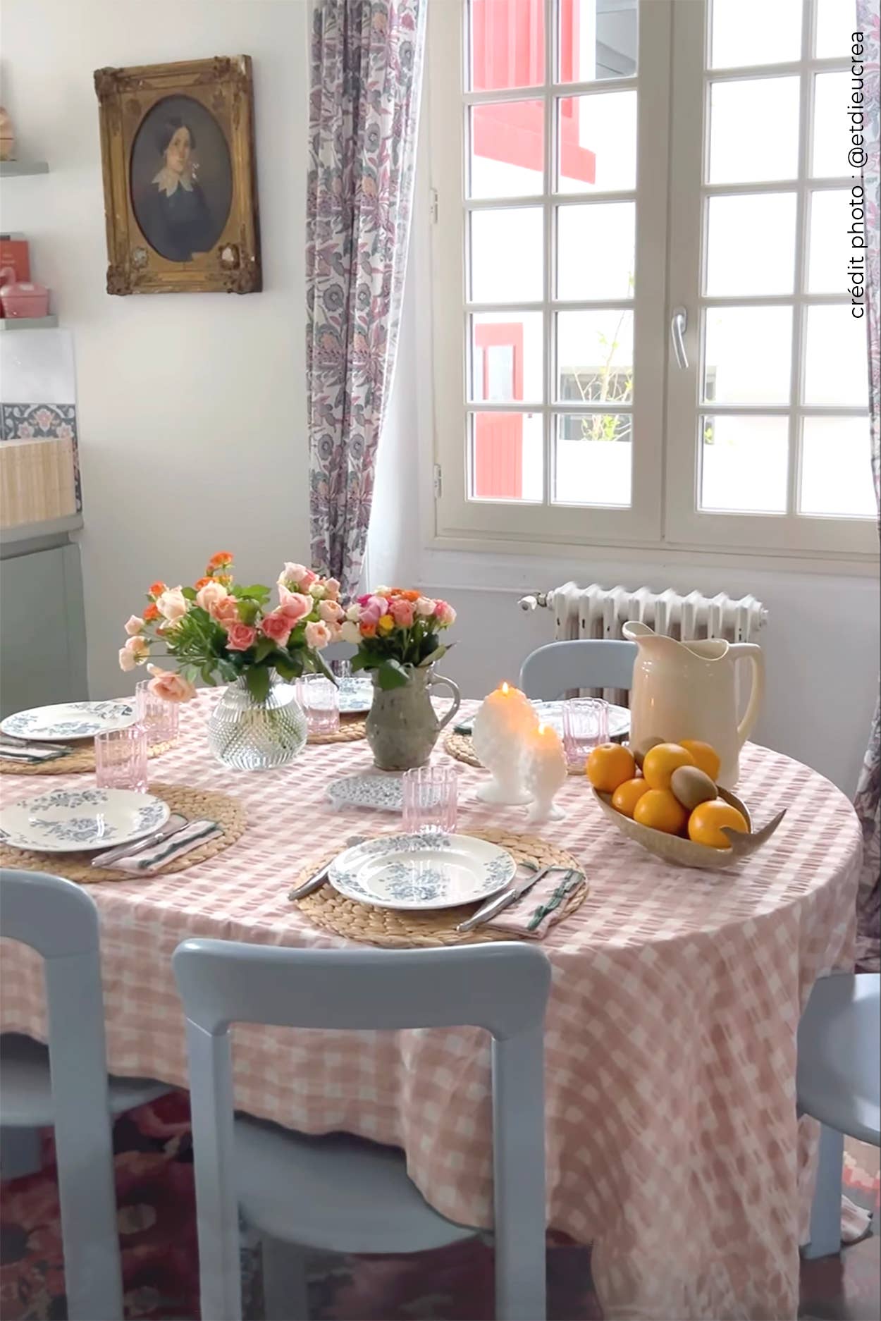 Nappe brodée à carreaux Vichy