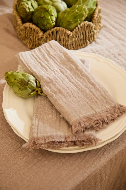 Lot de 2 Serviettes — Mousseline de Coton, lin clair