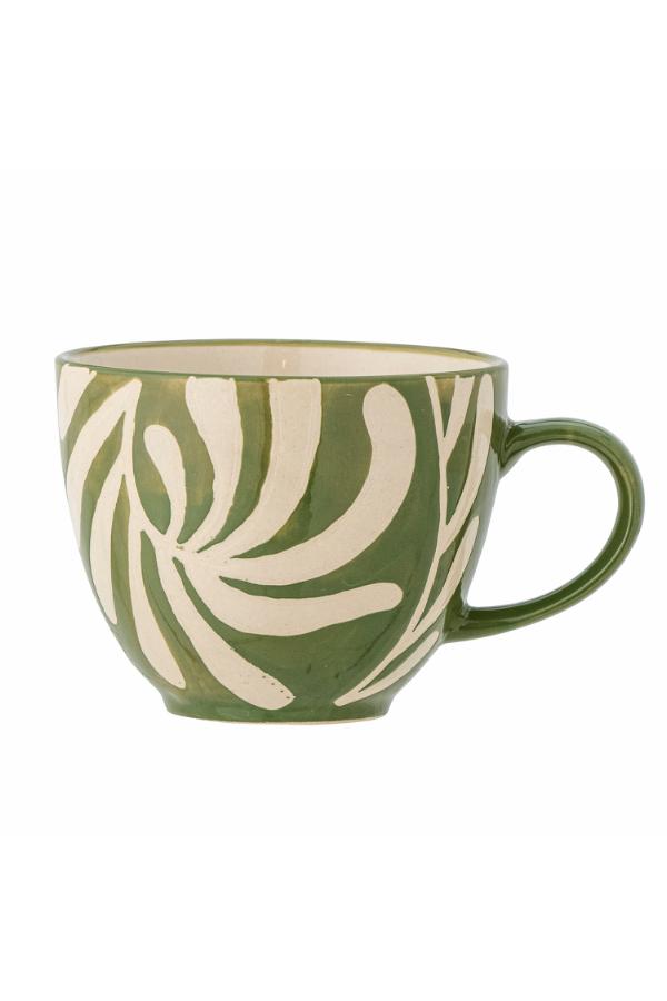 tasse à café verte et créme vue générale
