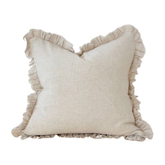 Housse de coussin en lin à volants Grace — Sable