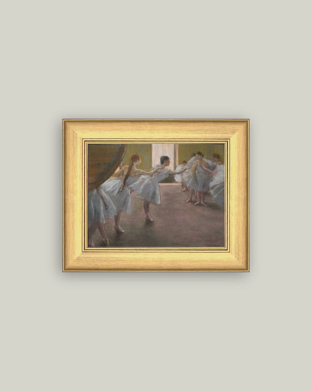 Reproduction d’art Les jeunes danseuses, toile encadrée dorée, scène poétique de ballet et d’école de danse Madame Beaumont.