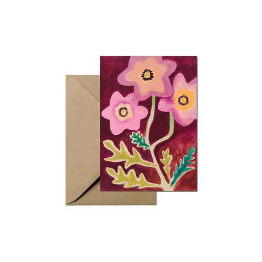 Mini carte de vœux Wildemanwort illustrée de fleurs colorées avec enveloppe recyclée assortie.