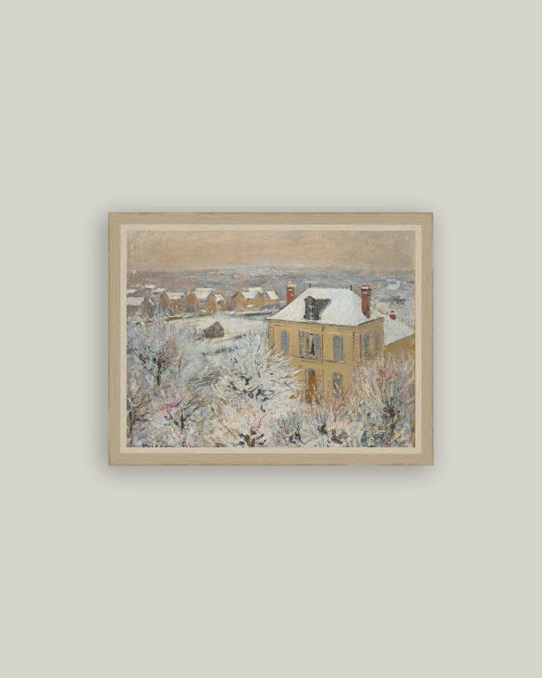 Reproduction d’art Paysage de campagne d’après Gustave Loiseau (1911), toile encadrée dorée patinée, format 23×18 cm, paysage impressionniste lumineux Madame Beaumont.