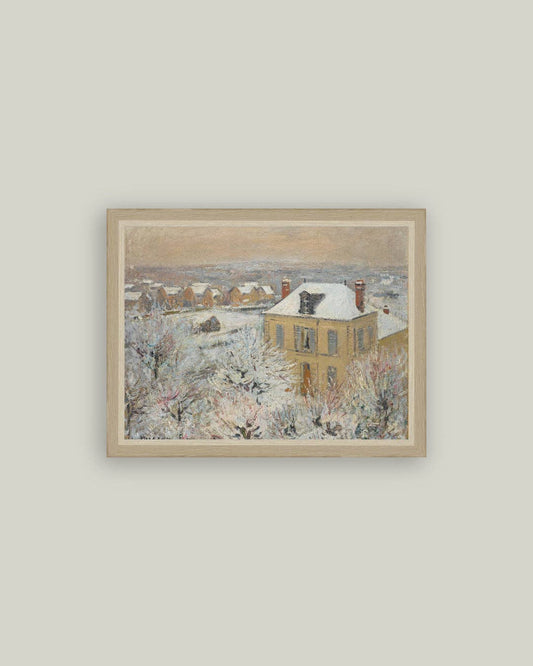 Reproduction d’art Paysage de campagne d’après Gustave Loiseau (1911), toile encadrée dorée patinée, format 23×18 cm, paysage impressionniste lumineux Madame Beaumont.