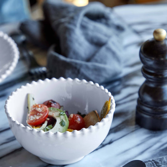 Petit bol en grès fin avec rebord perlé – fabriqué au Portugal – vaisselle artisanale