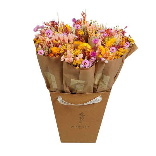 Petit bouquet champêtre fleurs séchées naturelles cueilli à la main, déco vase ou étagère