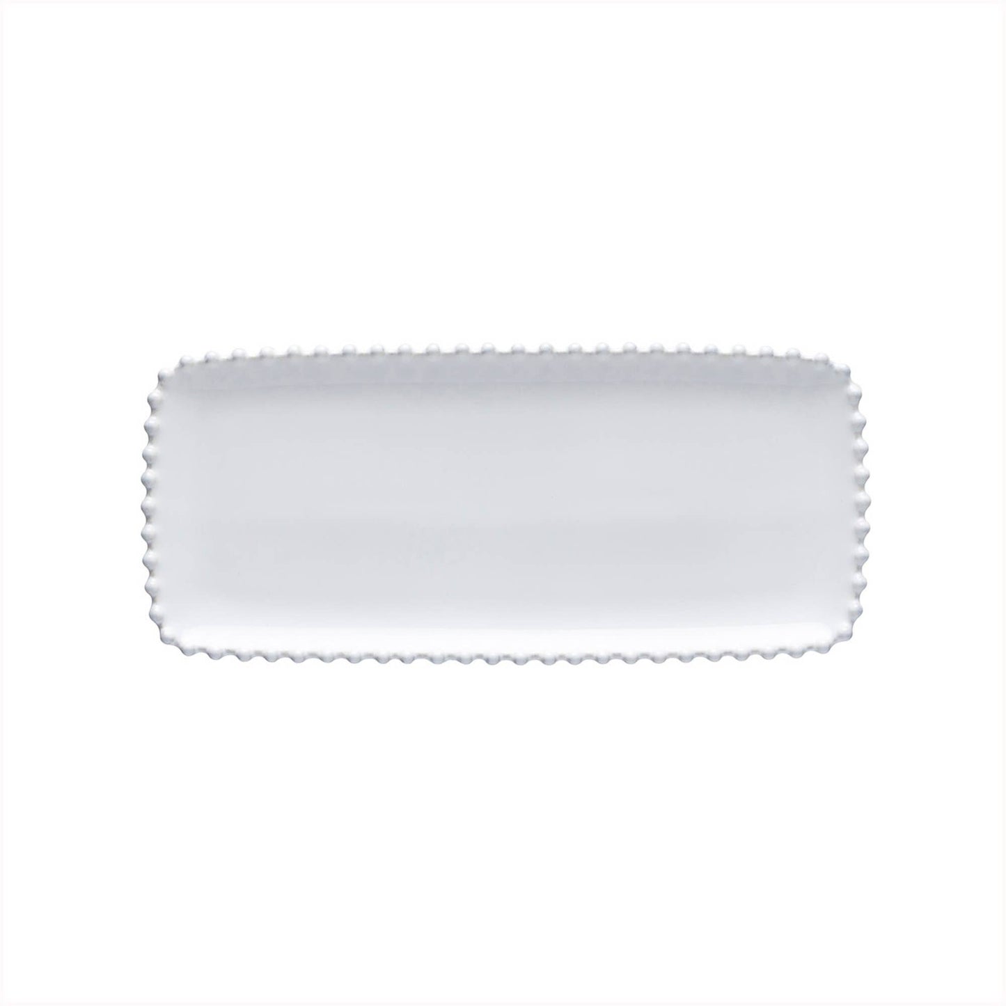 Plat rectangulaire blanc en grès fin de la collection Pearl fabriqué au Portugal