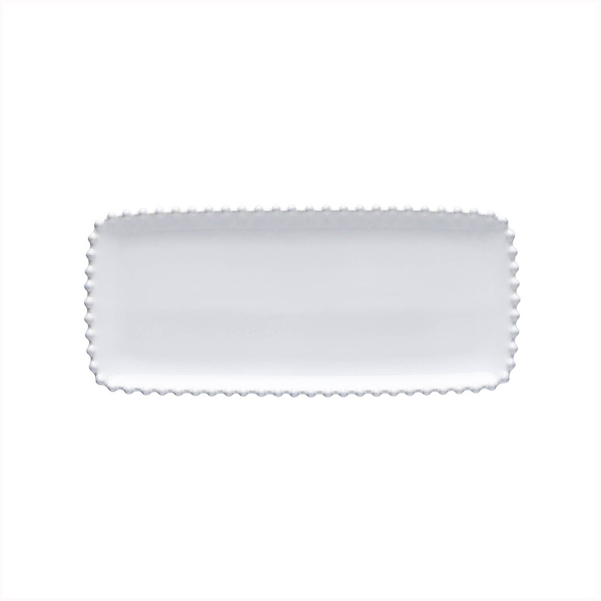 Plat rectangulaire blanc en grès fin de la collection Pearl fabriqué au Portugal