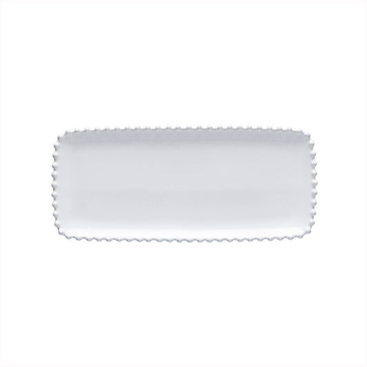 Plat rectangulaire blanc en grès fin de la collection Pearl fabriqué au Portugal