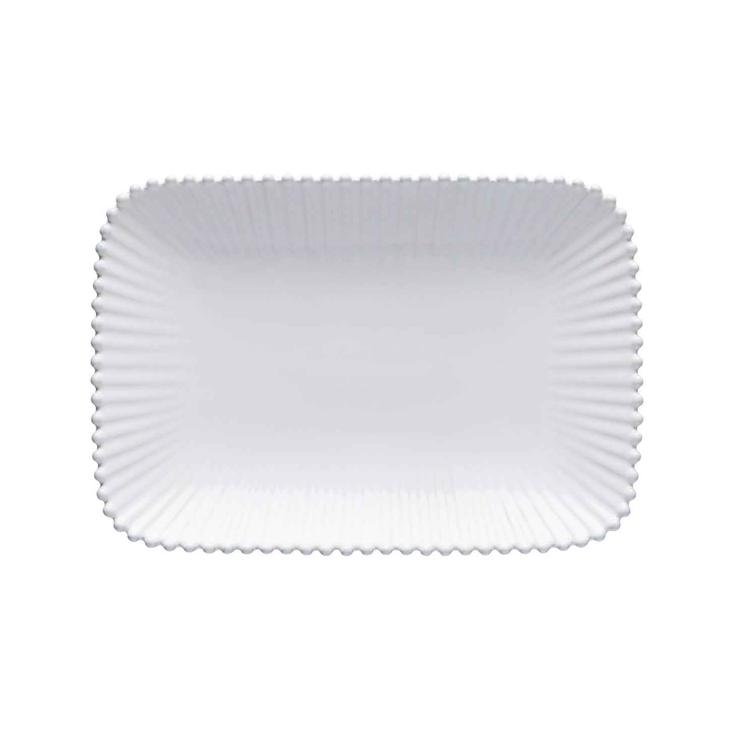 Plat rectangulaire 30 cm en grès fin blanc collection Pearl, fabriqué au Portugal, style campagne chic Madame Beaumont.