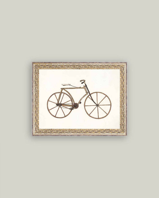 Tableau vélo Old School, reproduction sur toile avec cadre orné fait main, sans verre, prêt à suspendre