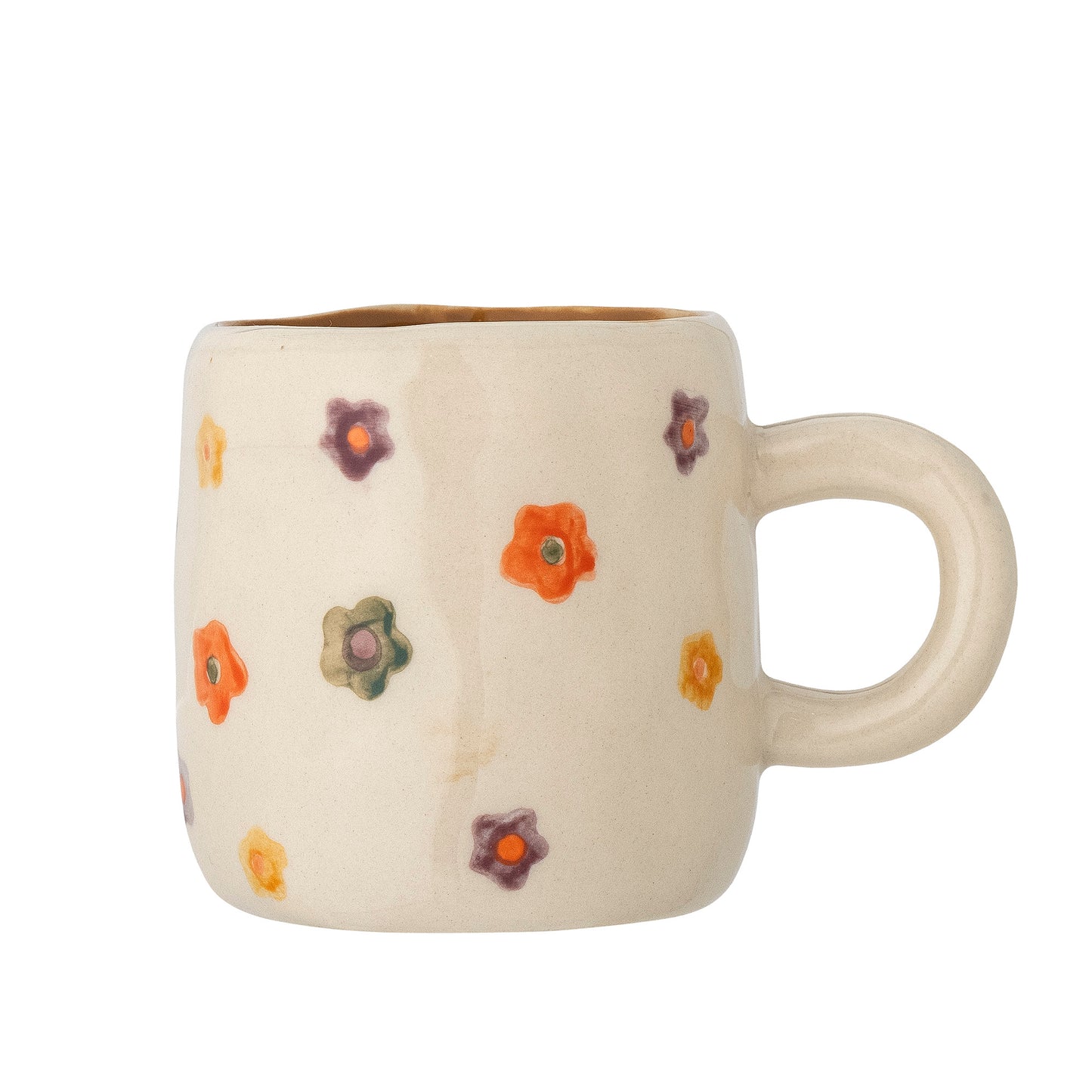 Tasse Addy Bloomingville MINI en céramique écrue décorée de petites fleurs colorées peintes à la main.