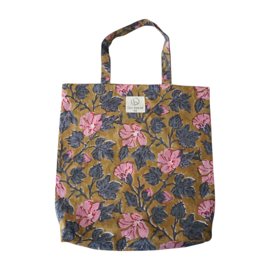 Tote bag en coton imprimé fleuri n°107, sac léger et printanier