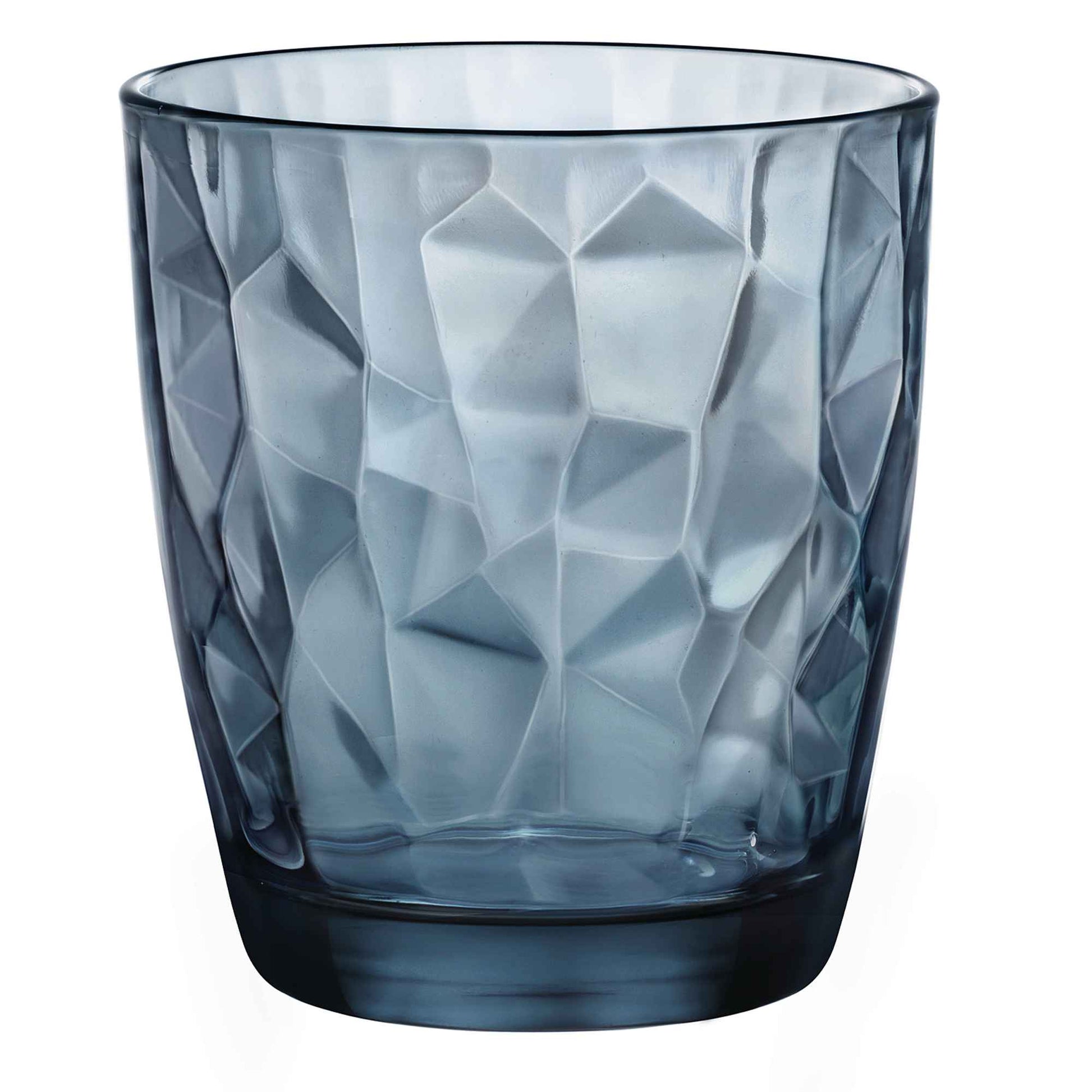 gobelet bleu sculpté sur fond blanc